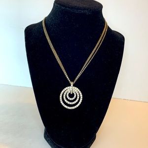 Nolan Miller Concentric Circle Rhinestone Pendant Necklacee
